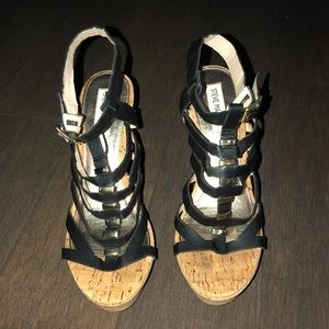 Steve Madden - Black and Gold Wedges 8.5